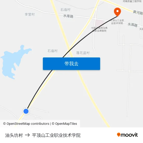 油头坊村 to 平顶山工业职业技术学院 map