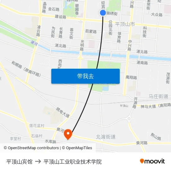 平顶山宾馆 to 平顶山工业职业技术学院 map