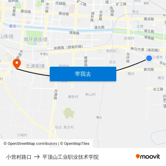 小营村路口 to 平顶山工业职业技术学院 map