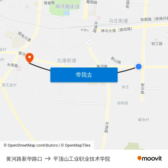 黄河路新华路口 to 平顶山工业职业技术学院 map