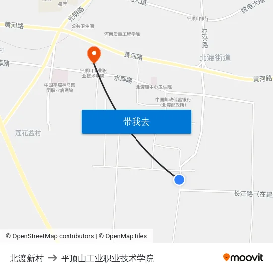 北渡新村 to 平顶山工业职业技术学院 map