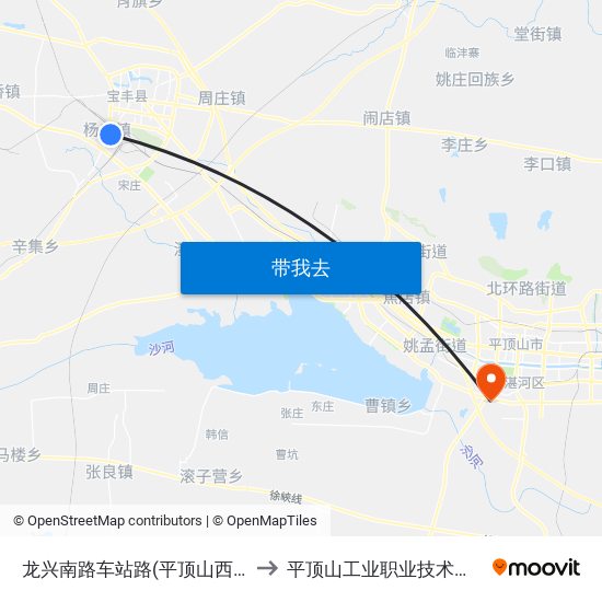 龙兴南路车站路(平顶山西站) to 平顶山工业职业技术学院 map