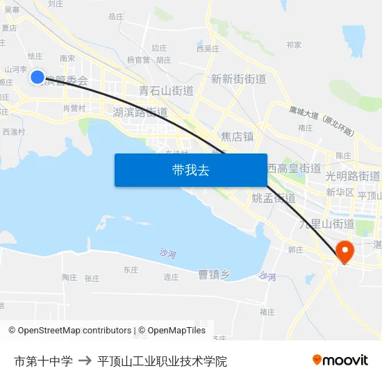 市第十中学 to 平顶山工业职业技术学院 map
