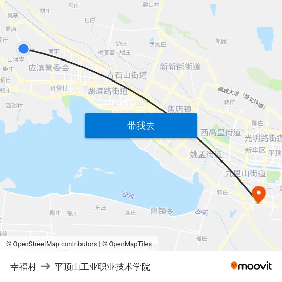 幸福村 to 平顶山工业职业技术学院 map