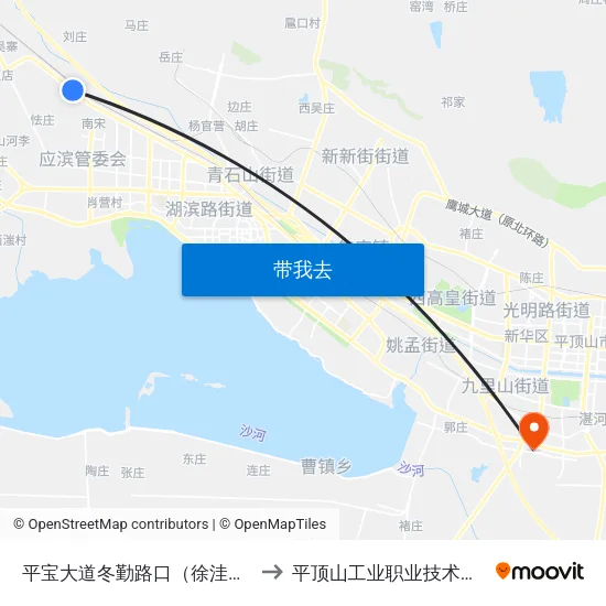 平宝大道冬勤路口（徐洼村） to 平顶山工业职业技术学院 map
