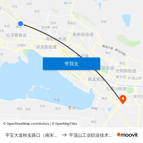 平宝大道秋实路口（南宋村） to 平顶山工业职业技术学院 map