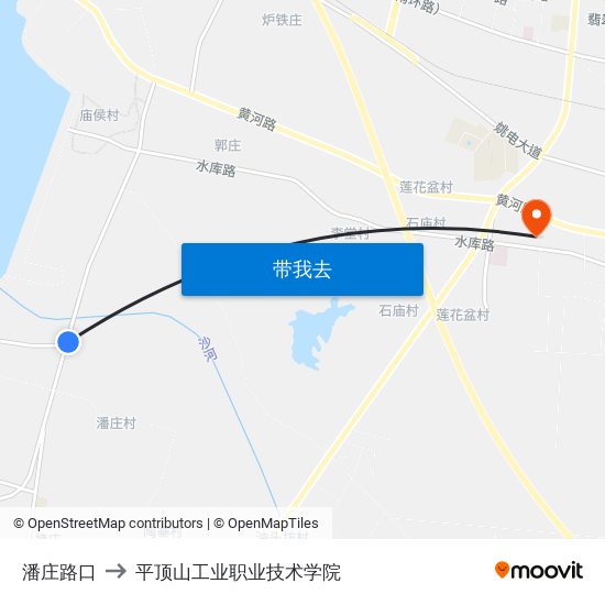 潘庄路口 to 平顶山工业职业技术学院 map