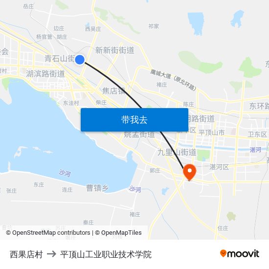 西果店村 to 平顶山工业职业技术学院 map
