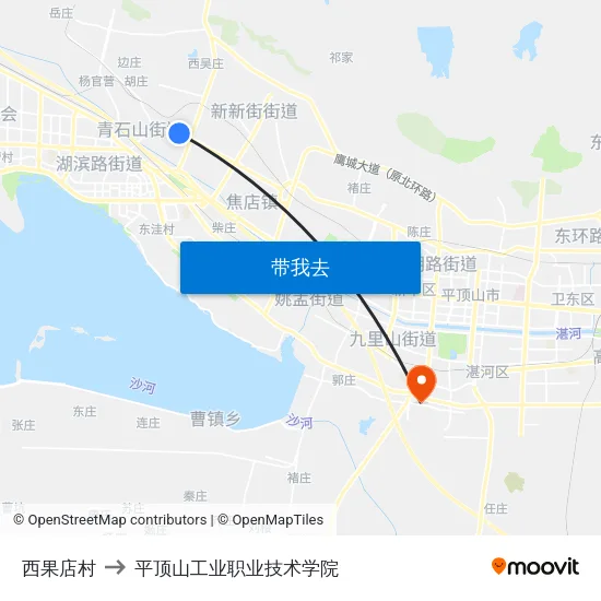 西果店村 to 平顶山工业职业技术学院 map