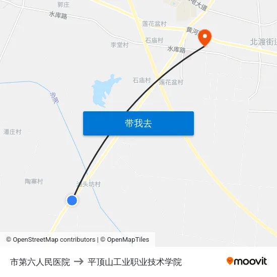 市第六人民医院 to 平顶山工业职业技术学院 map