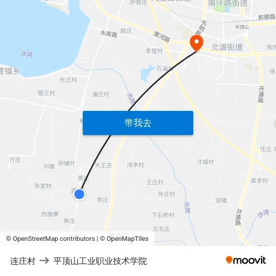 连庄村 to 平顶山工业职业技术学院 map