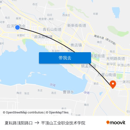 夏耘路滍阳路口 to 平顶山工业职业技术学院 map