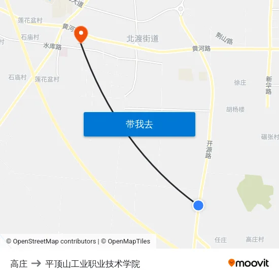 高庄 to 平顶山工业职业技术学院 map