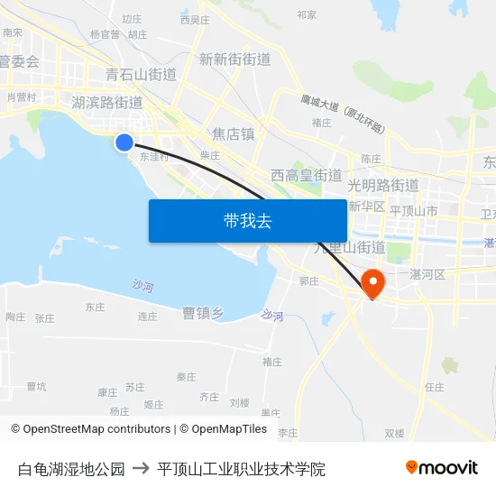 白龟湖湿地公园 to 平顶山工业职业技术学院 map