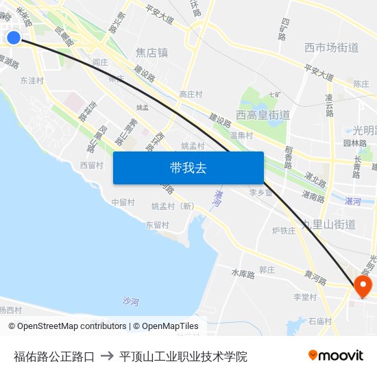 福佑路公正路口 to 平顶山工业职业技术学院 map