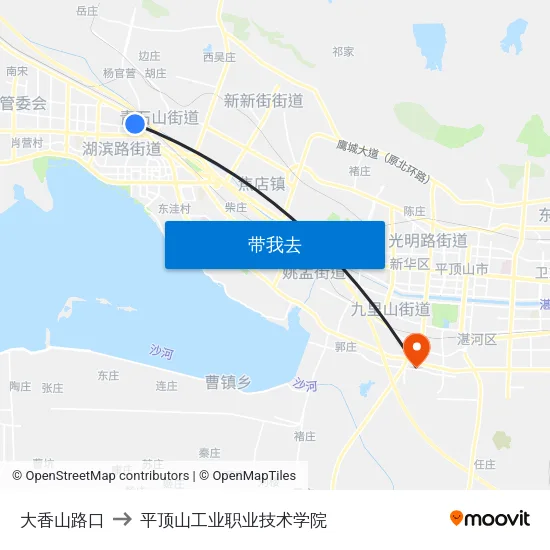 大香山路口 to 平顶山工业职业技术学院 map