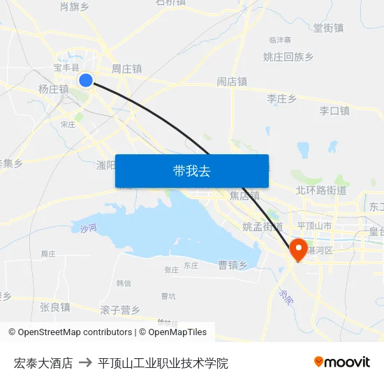 宏泰大酒店 to 平顶山工业职业技术学院 map