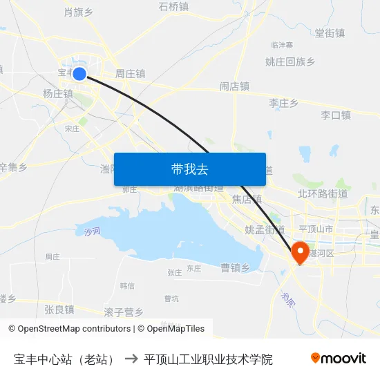 宝丰中心站（老站） to 平顶山工业职业技术学院 map