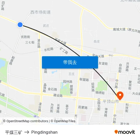 平煤三矿 to Pingdingshan map