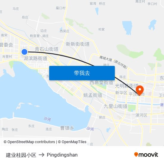 建业桂园小区 to Pingdingshan map
