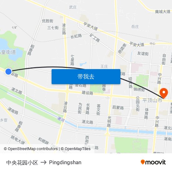 中央花园小区 to Pingdingshan map