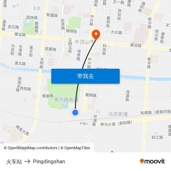 火车站 to Pingdingshan map