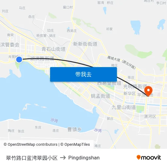 翠竹路口蓝湾翠园小区 to Pingdingshan map
