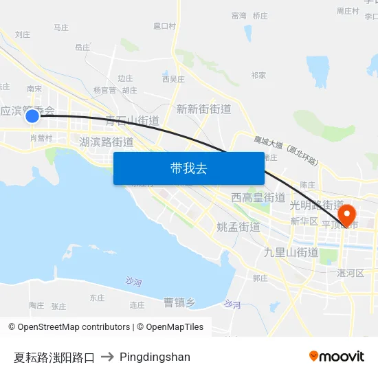 夏耘路滍阳路口 to Pingdingshan map