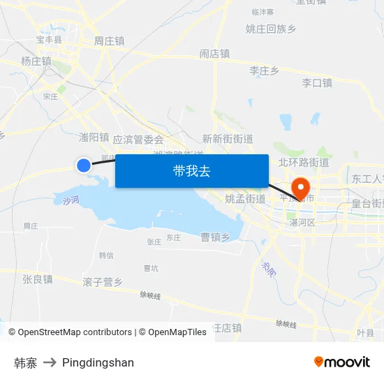 韩寨 to Pingdingshan map