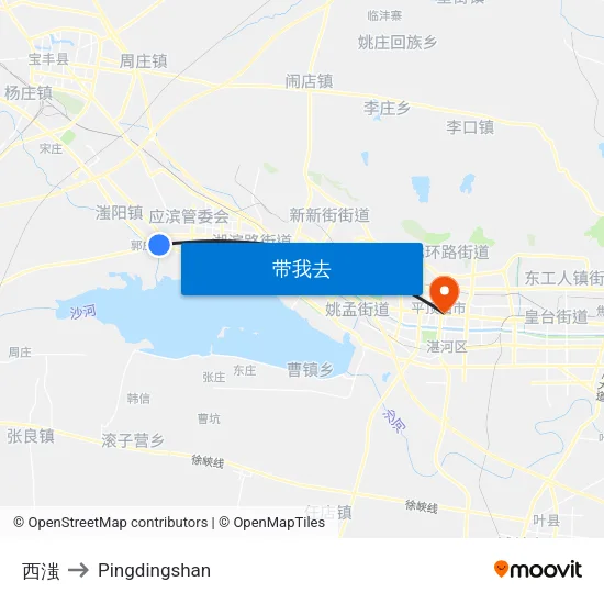 西滍 to Pingdingshan map