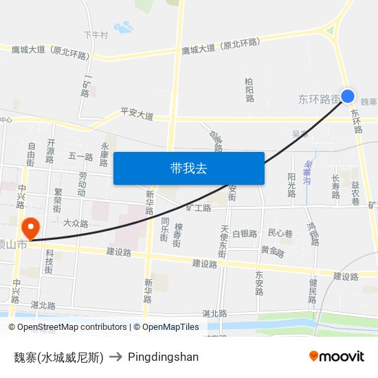 魏寨(水城威尼斯) to Pingdingshan map