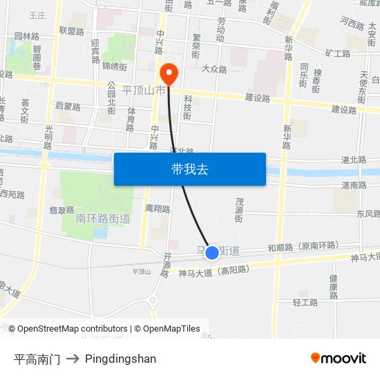 平高南门 to Pingdingshan map