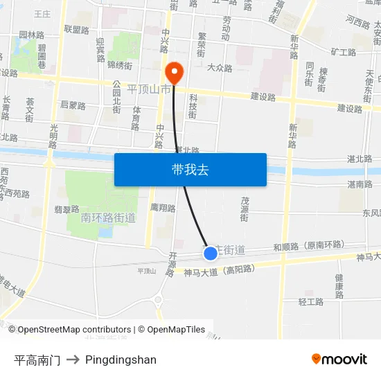 平高南门 to Pingdingshan map