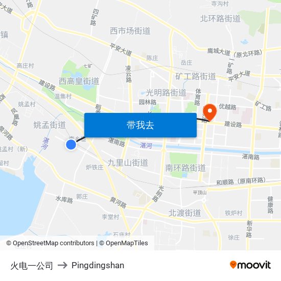 火电一公司 to Pingdingshan map