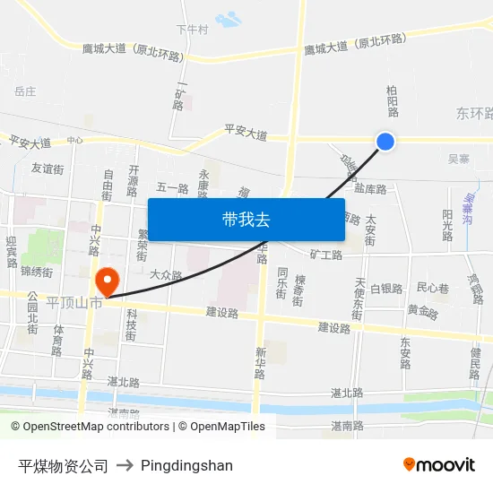 平煤物资公司 to Pingdingshan map