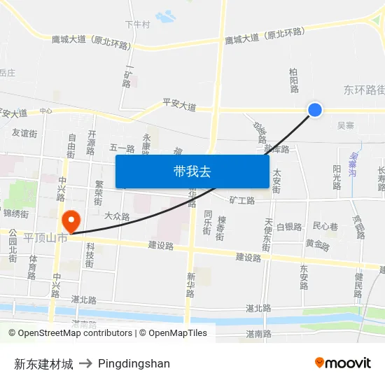 新东建材城 to Pingdingshan map