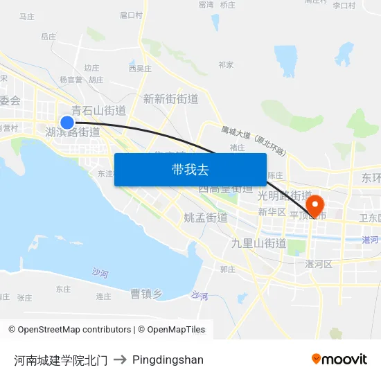 河南城建学院北门 to Pingdingshan map