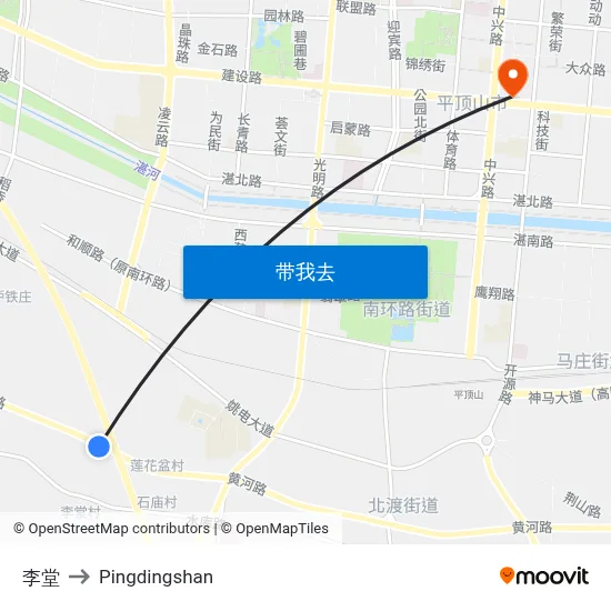 李堂 to Pingdingshan map
