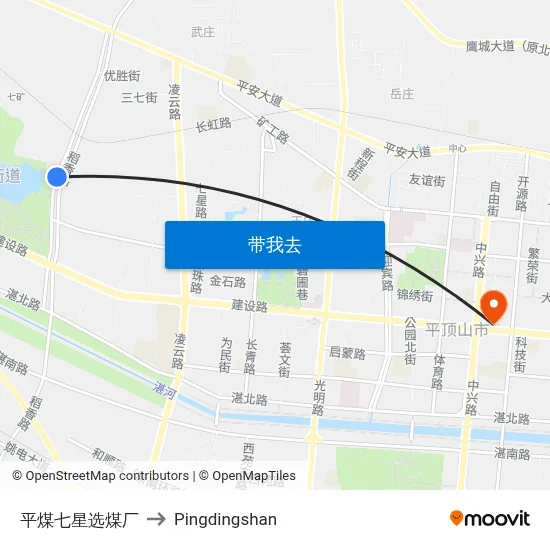 平煤七星选煤厂 to Pingdingshan map