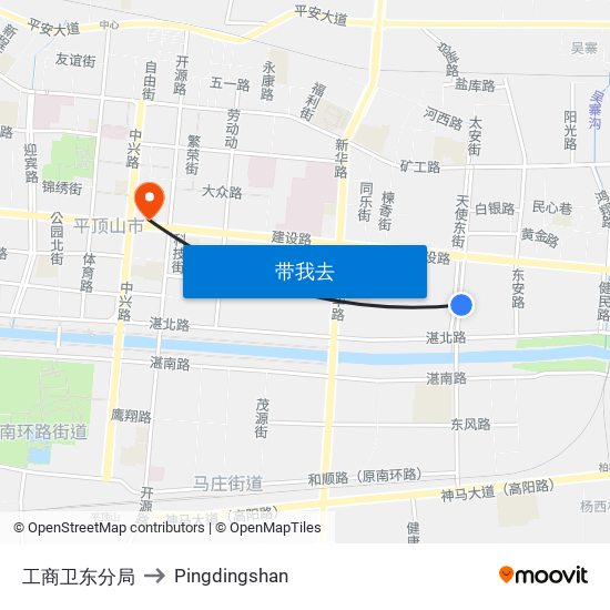 工商卫东分局 to Pingdingshan map