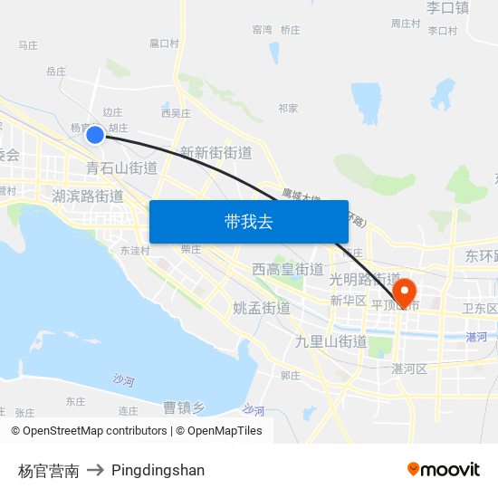 杨官营南 to Pingdingshan map