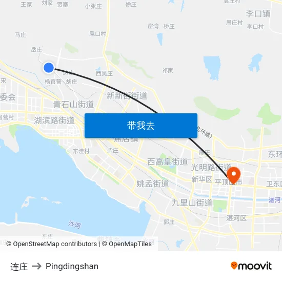 连庄 to Pingdingshan map