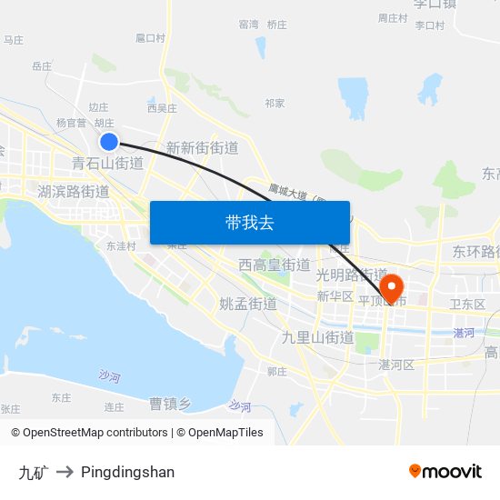 九矿 to Pingdingshan map