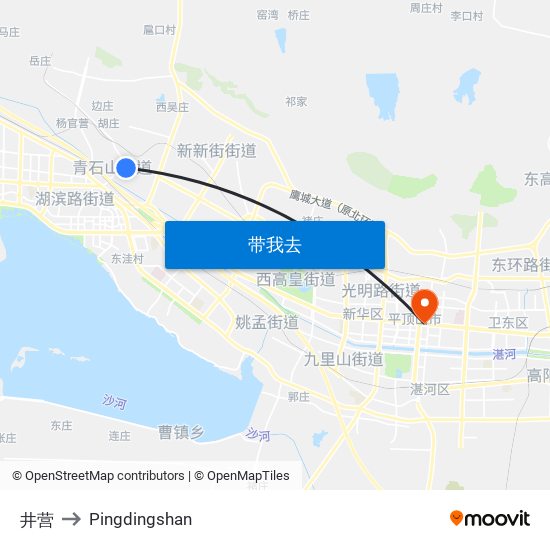 井营 to Pingdingshan map