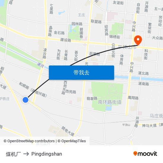 煤机厂 to Pingdingshan map