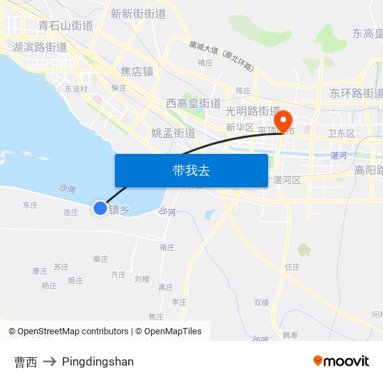 曹西 to Pingdingshan map
