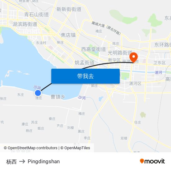 杨西 to Pingdingshan map