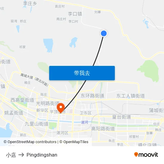 小店 to Pingdingshan map
