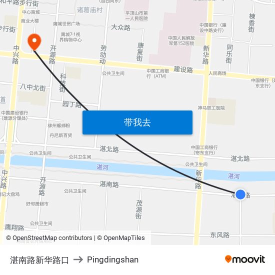 湛南路新华路口 to Pingdingshan map