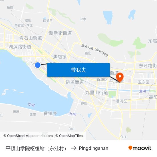 平顶山学院枢纽站（东洼村） to Pingdingshan map
